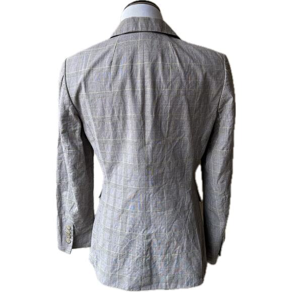 EUC TALBOTS Beige and Green Checked Pattern Cotton/Linen Blazer. Size 8 - Picture 10 of 14